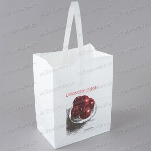 White Kraft Paper Produce Customizable Market Stand Bag with Handle 